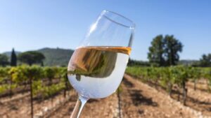 un verre de vin rosé clair